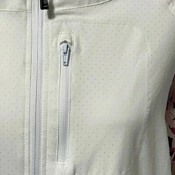 Lija White Flora Game Day Full Zip Contrast Print Floral Drawcord Golf … - Picture 7 of 16